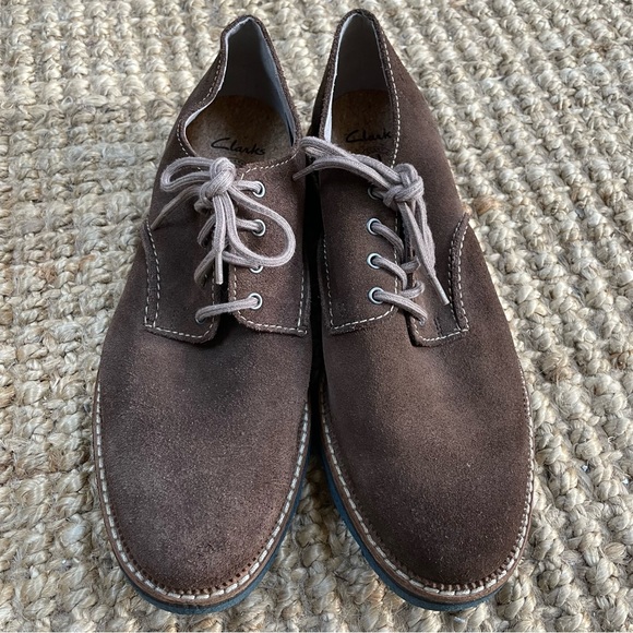 Clarks Frelan Walk Brown Suede Oxford Shoes Sz 10 - Picture 4 of 9